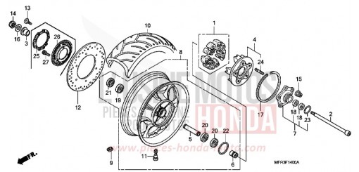 ROUE ARRIERE VT1300CXAA de 2010